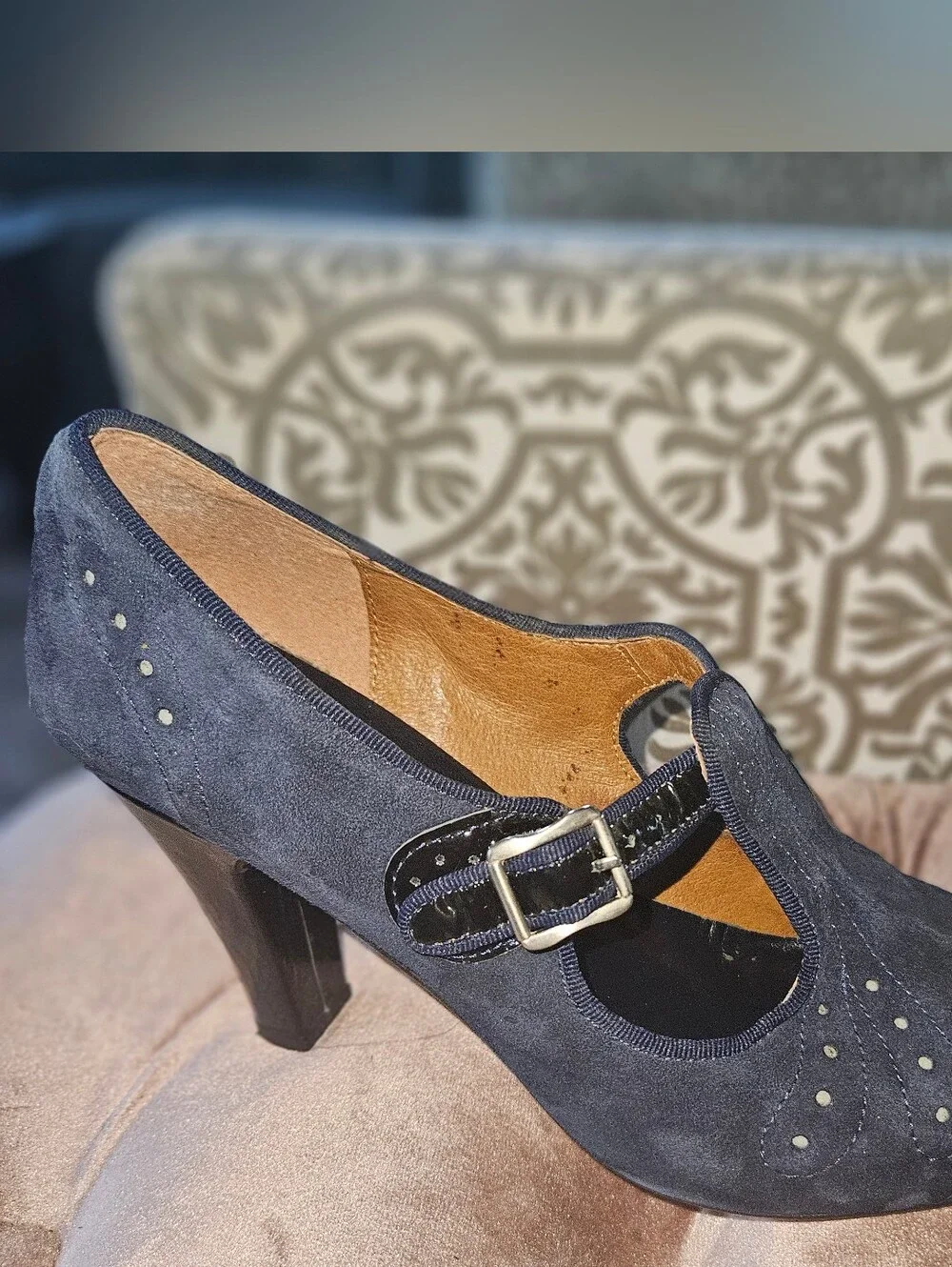 Vintage Blue Suede Heels